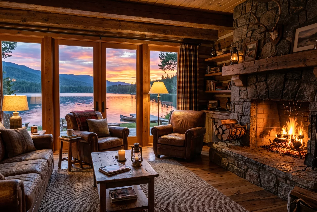 Lakeside Cabin cozy interior