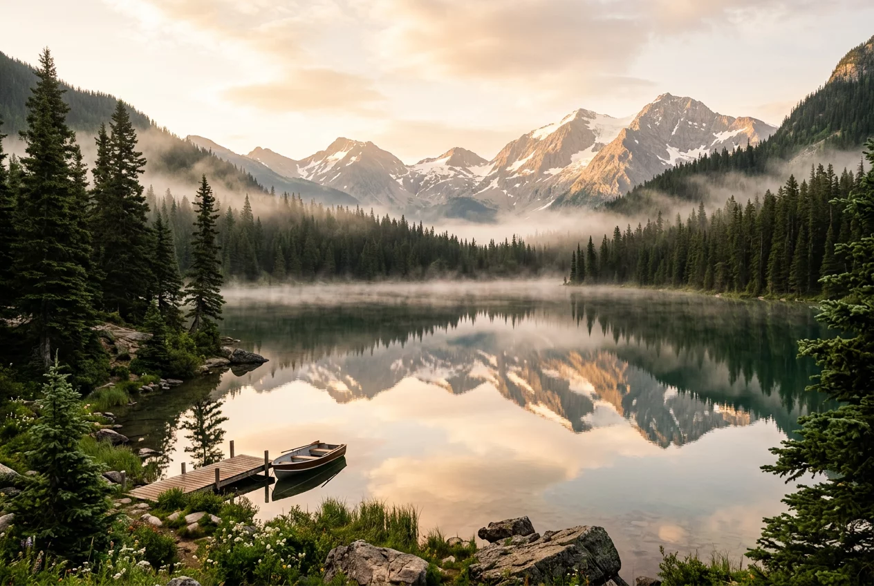 Serene lake landscape